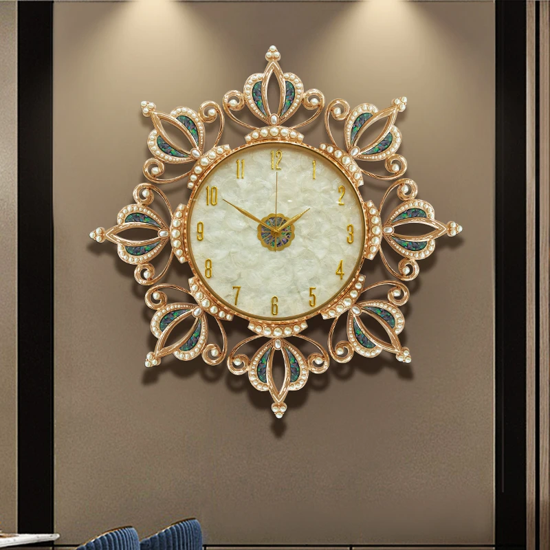 现代轻奢皇冠挂钟个性创意客厅装饰钟表大气时尚装饰石英钟