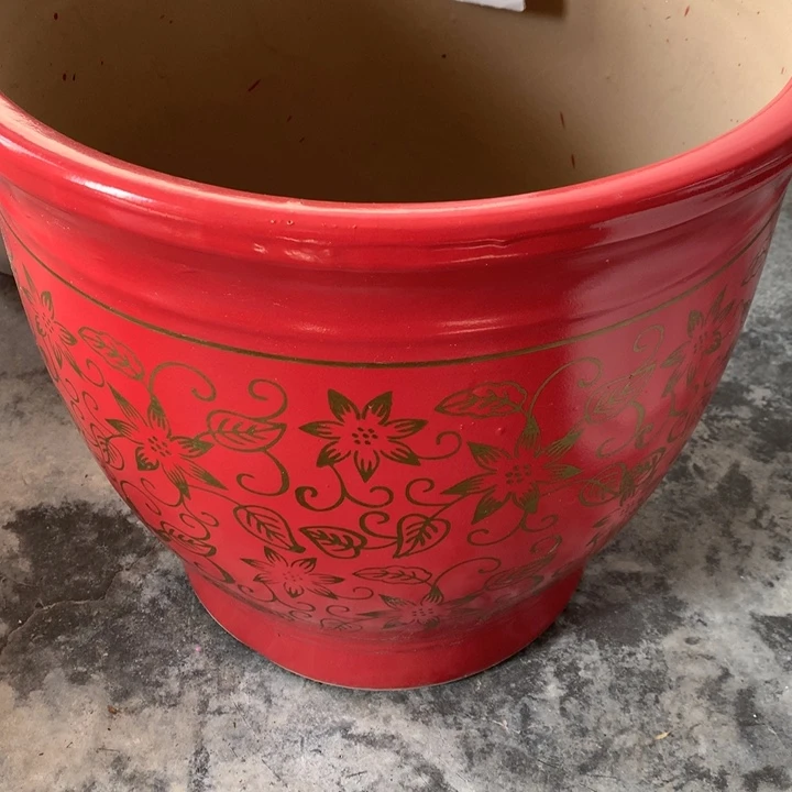 花盆红金花大肚特大号