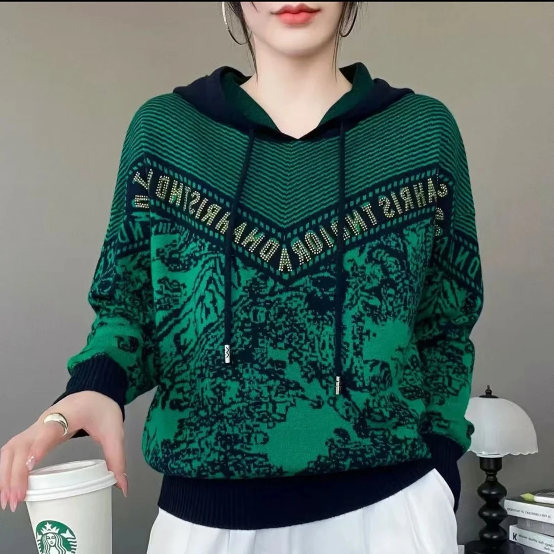 荟敏轻奢2588连帽针织衫秋冬新款