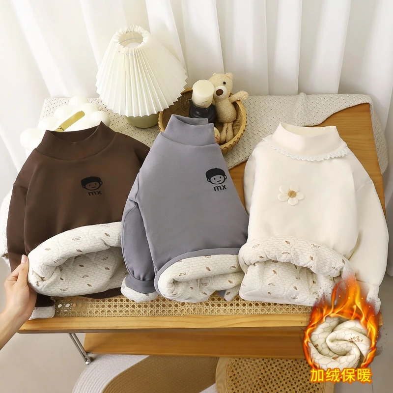 童卫衣2025秋冬新款加绒加厚儿童棉服男童女童上衣中小童保暖内衣