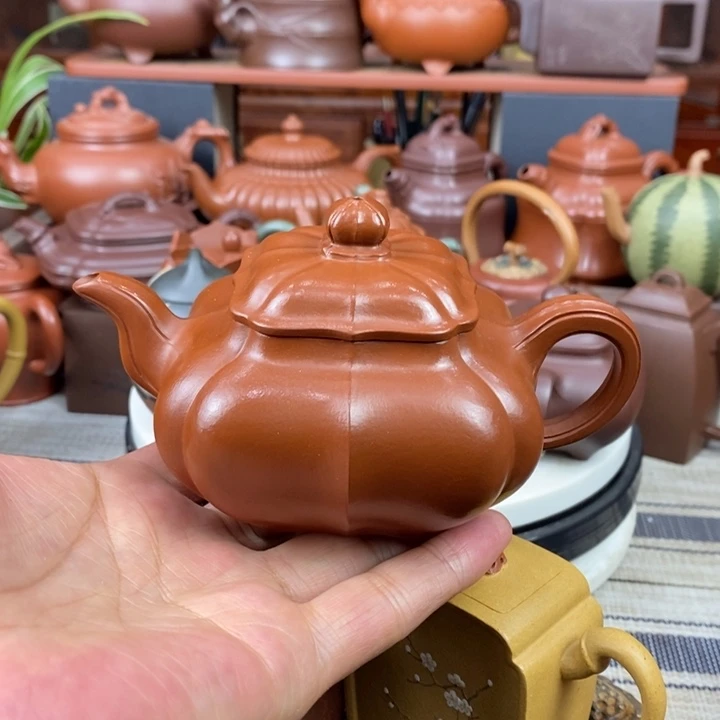 紫砂茶壶筋纹传炉230cc原矿赵庄朱泥