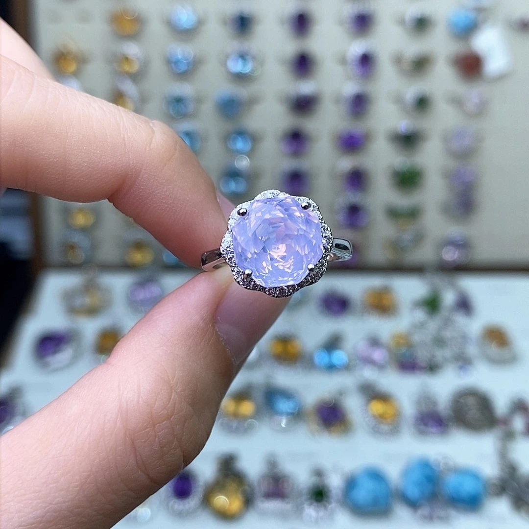 水晶戒指银S925镶嵌紫玉晶（一物一证）