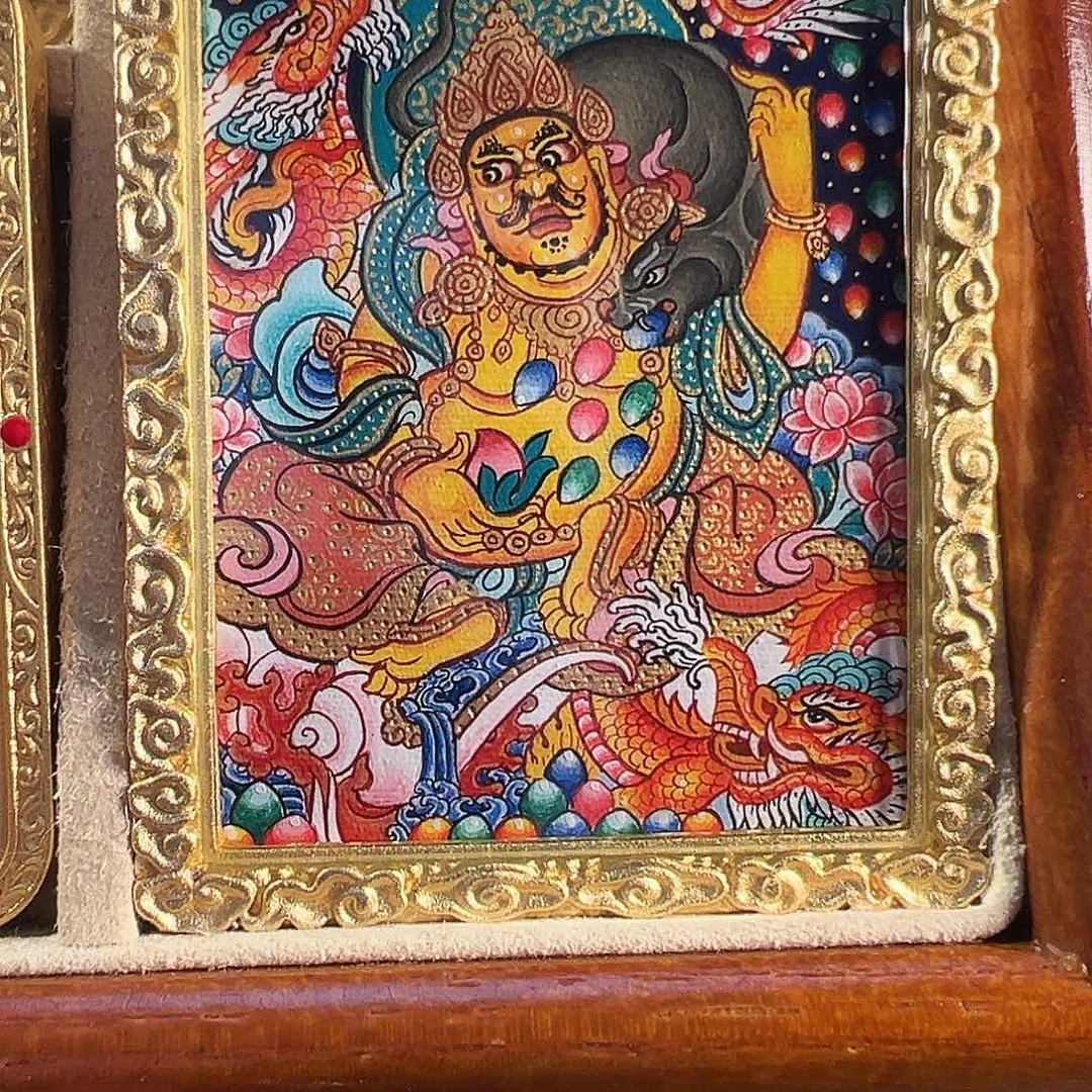 装裱画璟*?纯手绘矿料唐卡黄财神