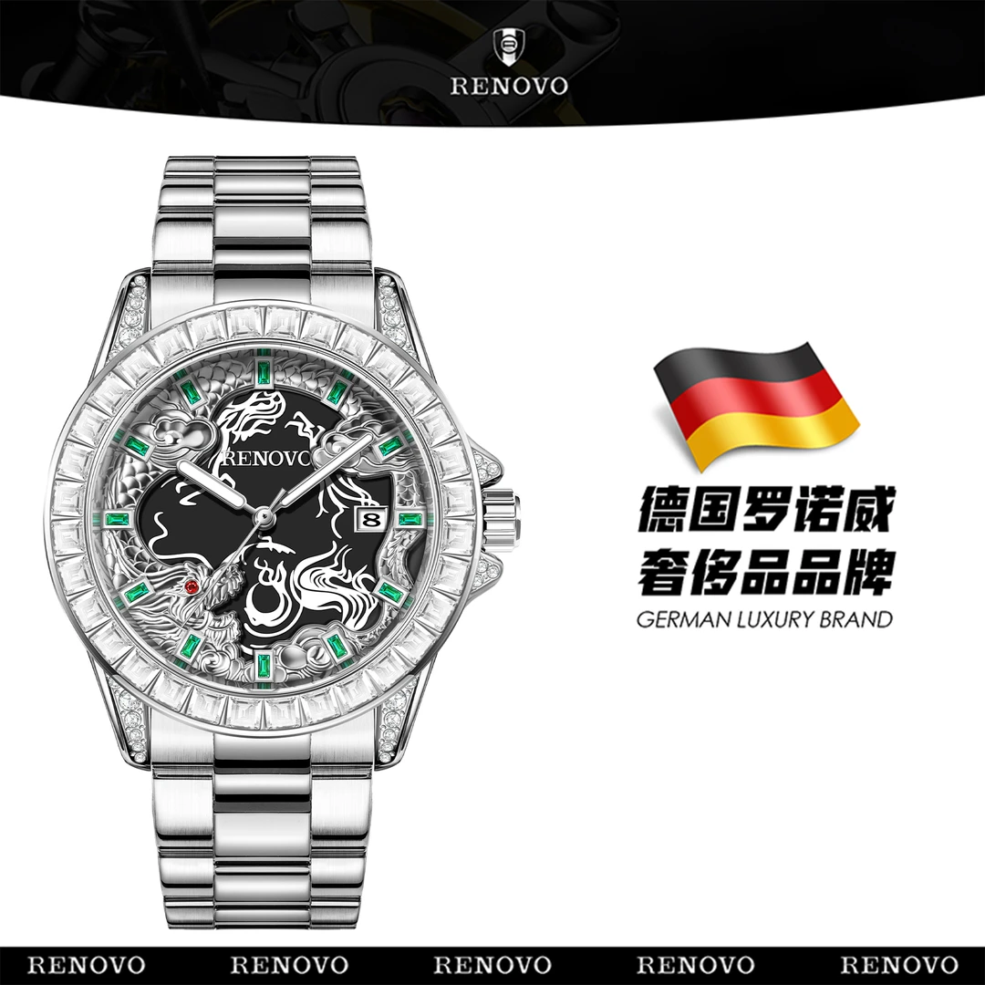 德国注册品牌RENOVO罗诺威机械防水男士腕表-R81062-ZXZS