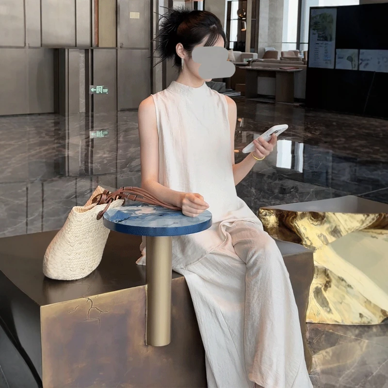 2025新款松弛感穿搭休闲套装女夏季无袖背心阔腿裤慵懒风两件套女