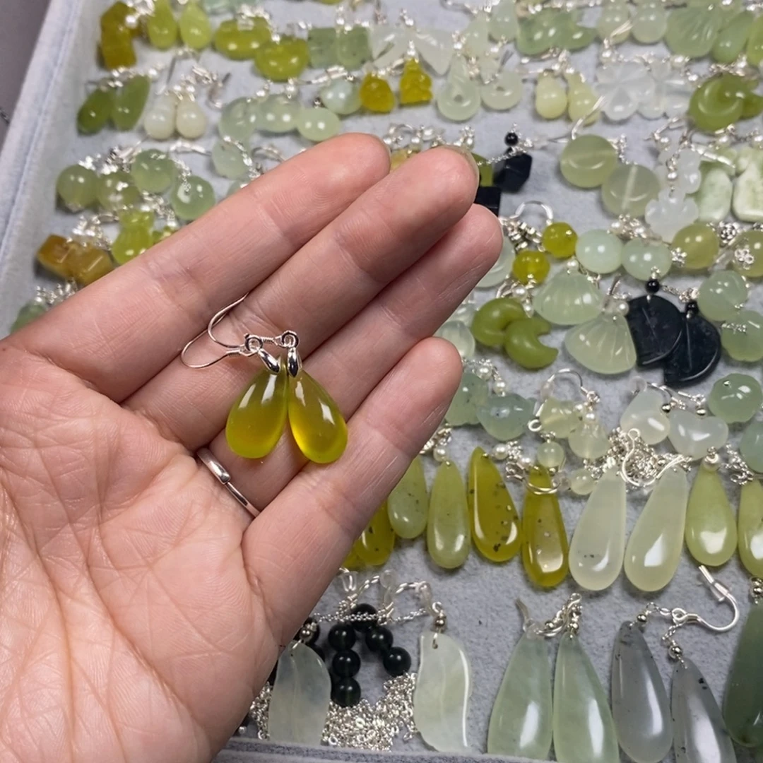 蛇纹石玉未镶嵌挂件耳饰耳环项链
