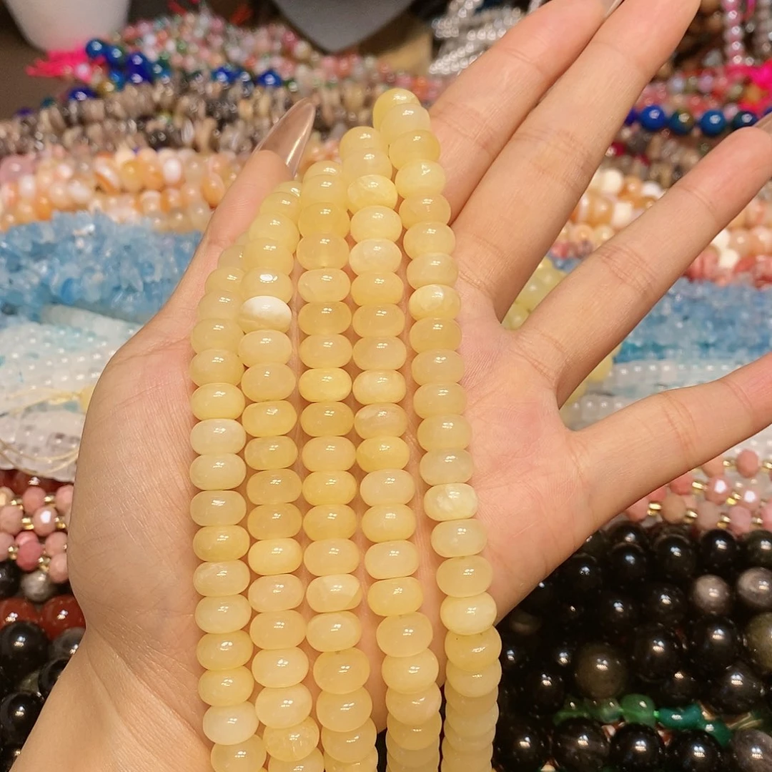 玛瑙/玉髓散珠天然黄玉算盘10m m