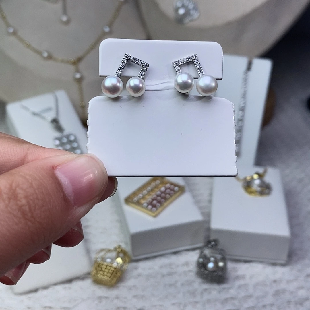 银S925镶嵌淡水珍珠耳饰