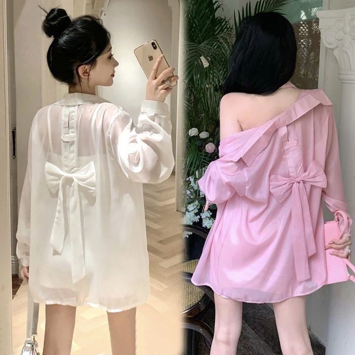 设计师款蝴蝶结衣暑假出游女神大学生评