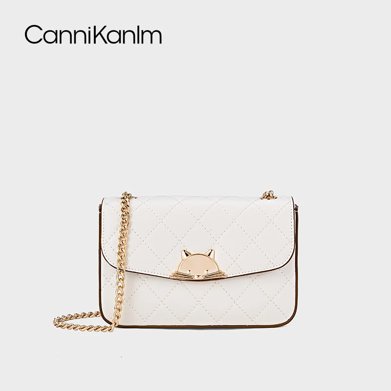 CanniKanlm官方正品真皮包包女2025新款高级感小众链条单肩斜挎包