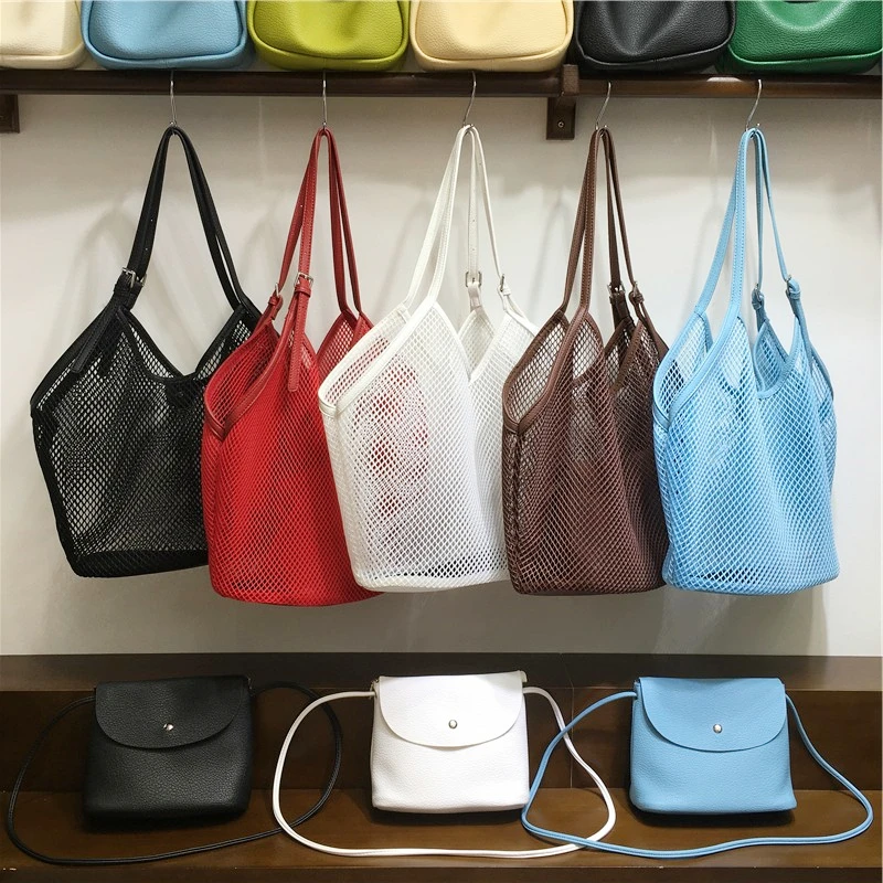 拍一发二 春夏季镂空网格包大容量海边休闲度假单肩托特包