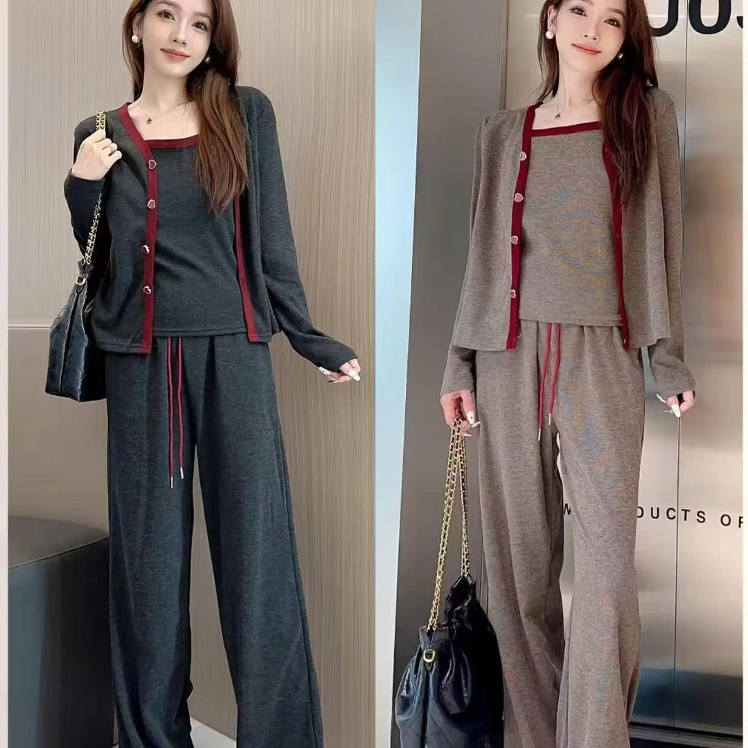 【真真专属】春夏气质红边安哥拉三件套时尚套装