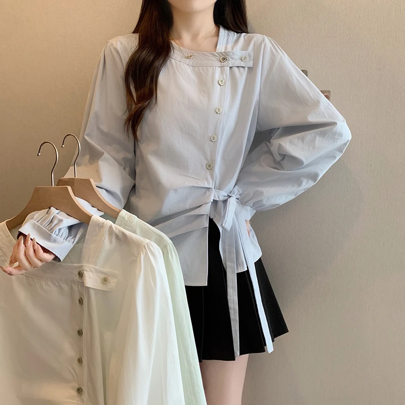 2025春夏新款大码法式气质蝴蝶结绑带别致衬衫女胖mm显瘦遮肉上衣