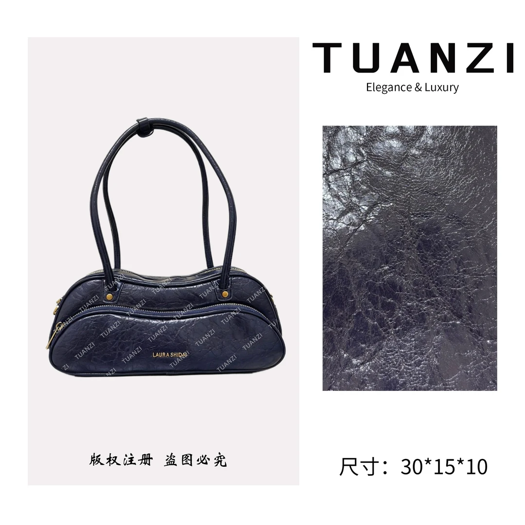 TUANZI『高端玩家』小众设计秋冬新款手提腋下包 SD-50096-暗调蓝