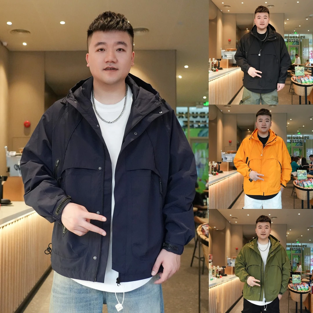 春季新款科技三防冲锋衣连帽宽松工装户外夹克7705