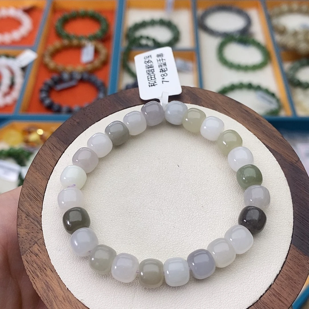 和田玉未镶嵌手串A3卡7×8