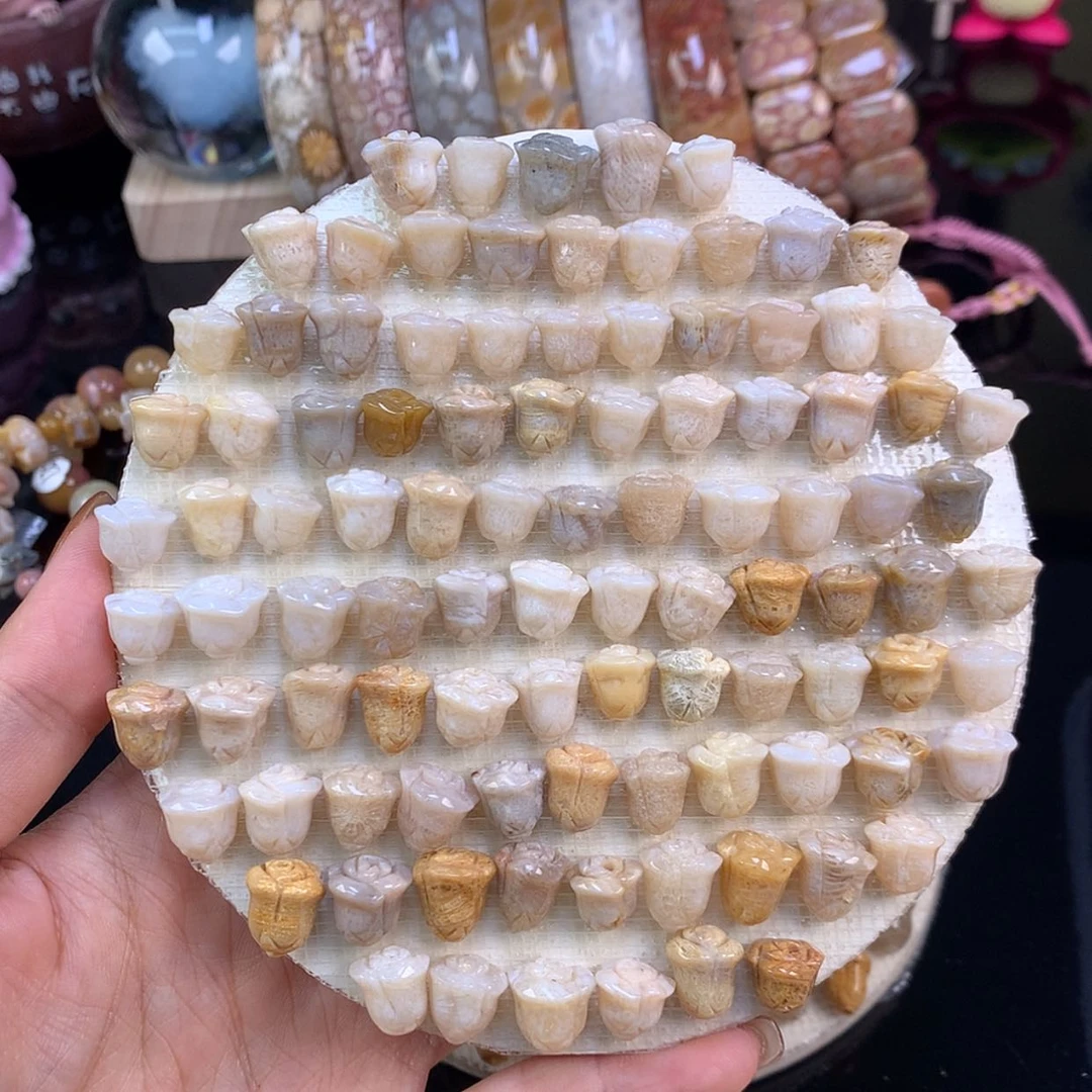【闪购商品】颈饰未镶嵌硅化珊瑚（珊瑚玉）玫瑰花10漏5（77号）