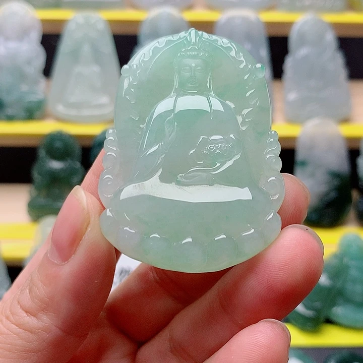 另***觉翡翠未镶嵌吊坠(不含链)莲花素衣观音