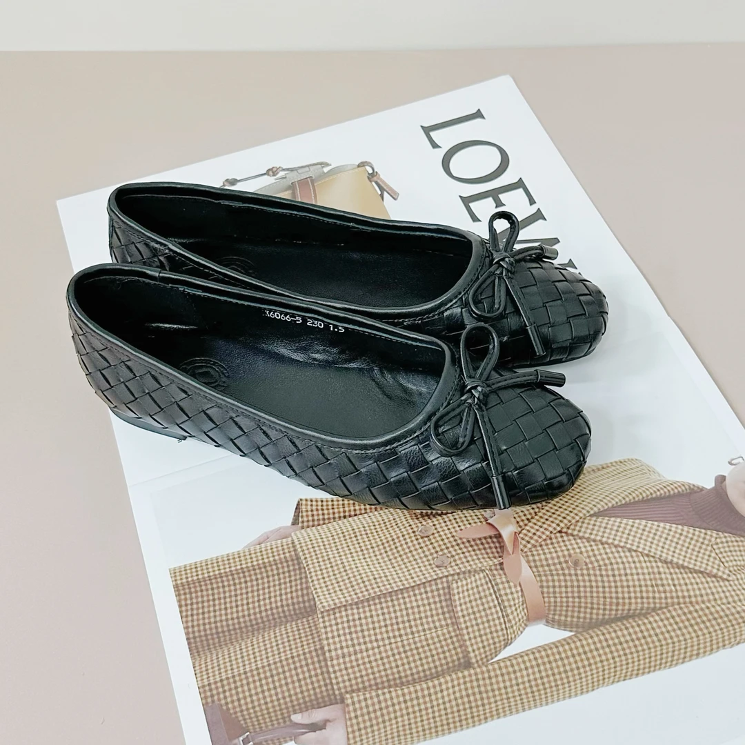 xizi/昔子现货W958欧洲站手工编织蝴蝶结一脚蹬浅口女鞋头层牛皮