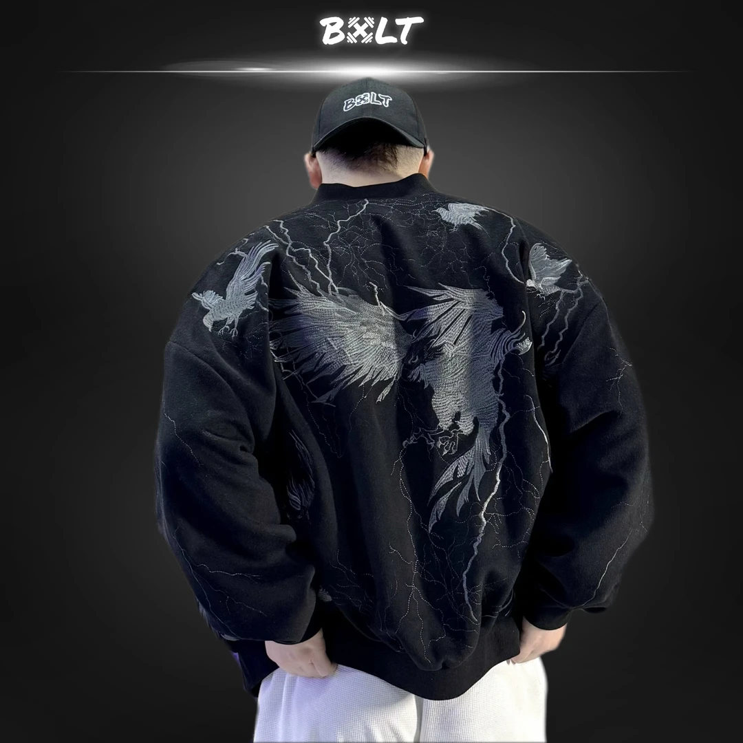 BXLT原创【雷鸟】闪电刺绣50羊毛棒球服夹克外套