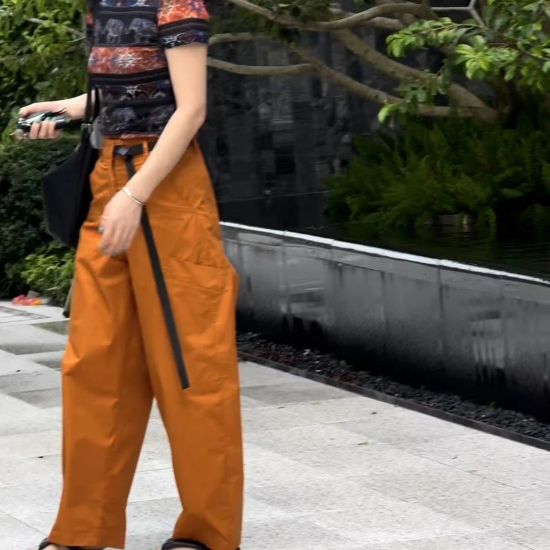 MUZI【霁曜】山系机能风时尚新款弯刀阔腿工装裤25300