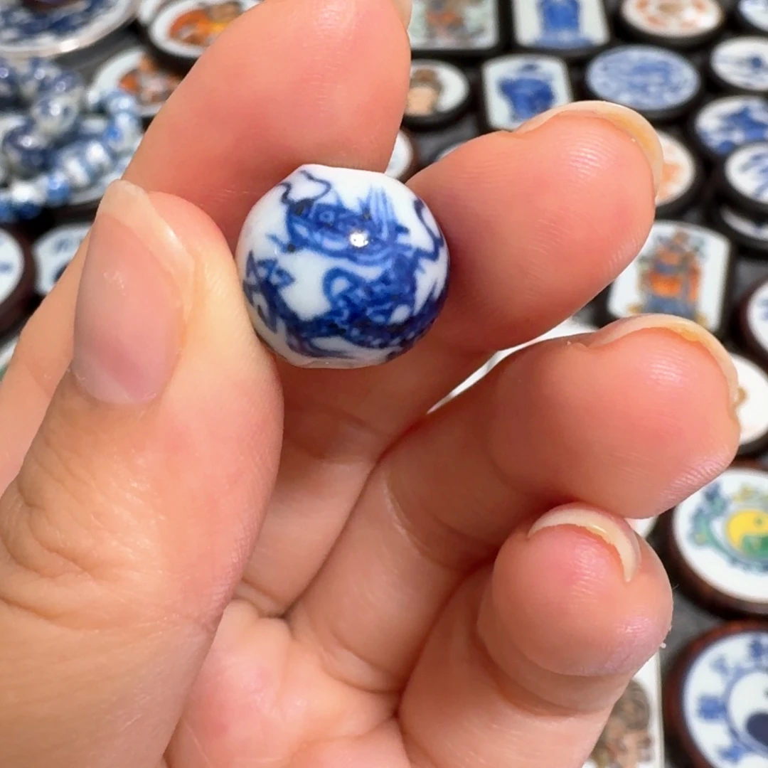 瓷片青花龙珠1.3一个