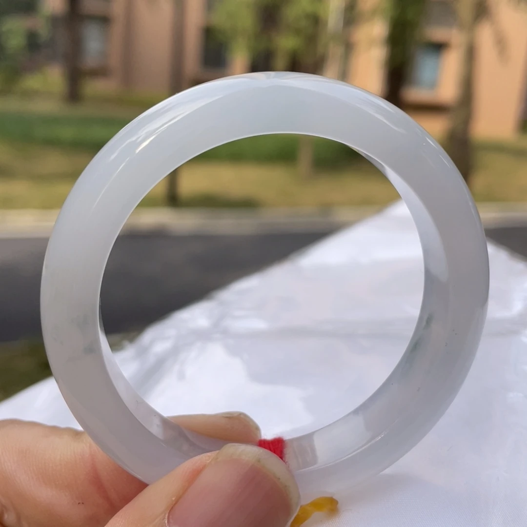 翡翠未镶嵌手镯53.5糯冰白月光