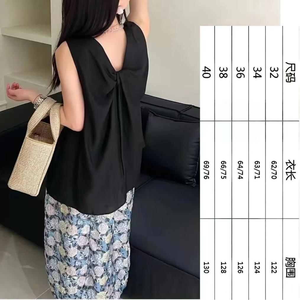 后背扭结法式设计感立体背心~气质时尚无袖夏季小众露背轻薄透气