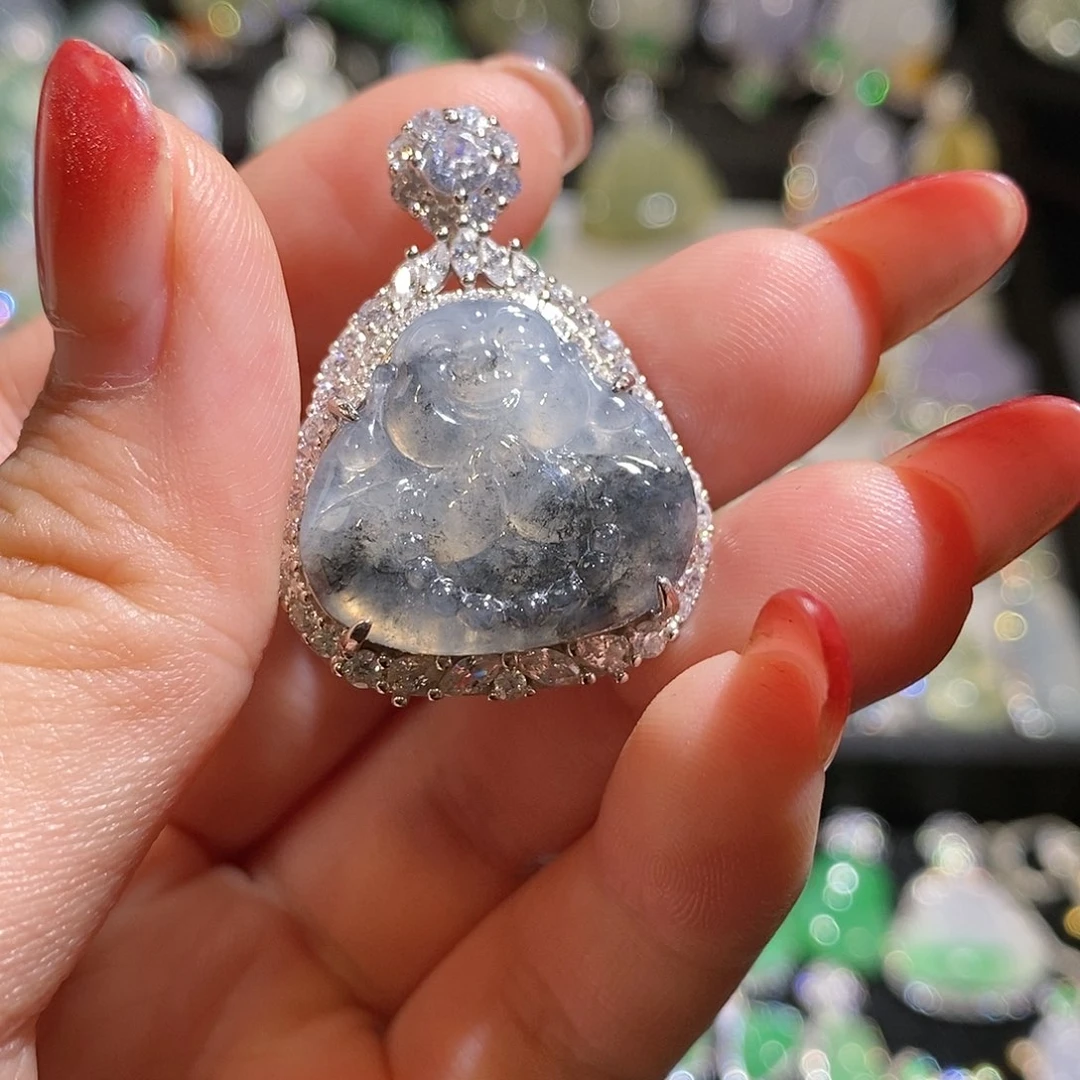 翡翠银S925镶嵌颈饰天然翡翠