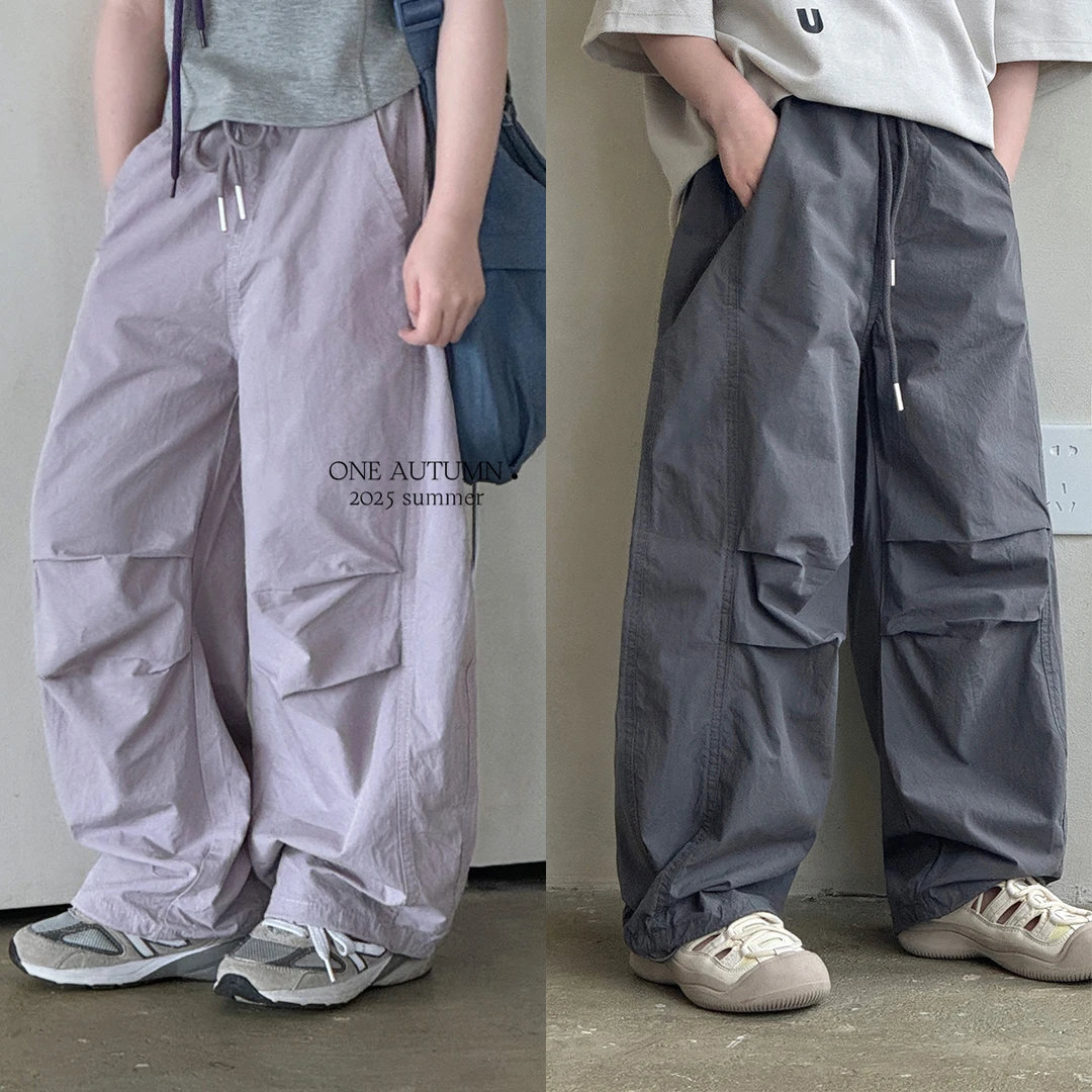 一秋妈2025夏季新款女童美式工装裤宽松阔腿裤中大儿童超好看裤子