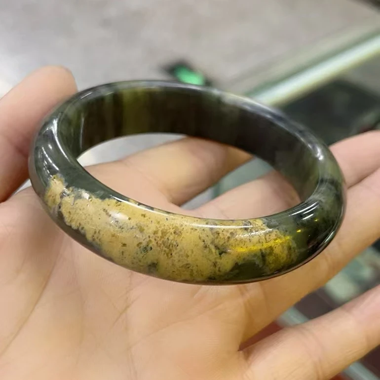 河磨玉手镯天然玉石青花镯子