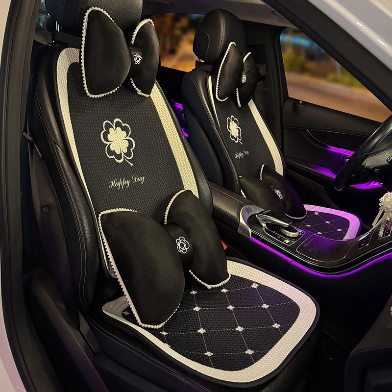 夏季汽车坐垫四叶草座椅套四季通用主副驾驶座套半包实用汽车用品