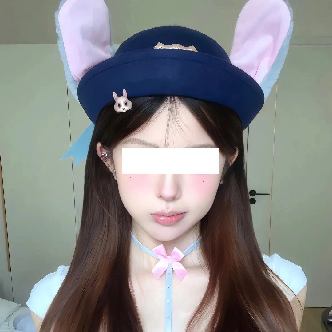 朱迪兔子警官cos卡通帽子游乐园氛围感拍照可爱兔耳礼帽ins小饰品