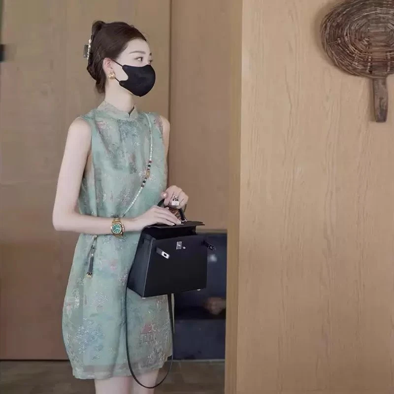 欧洲站新中式女装旗袍改良年轻款2024新款小个子国风连衣裙女夏季