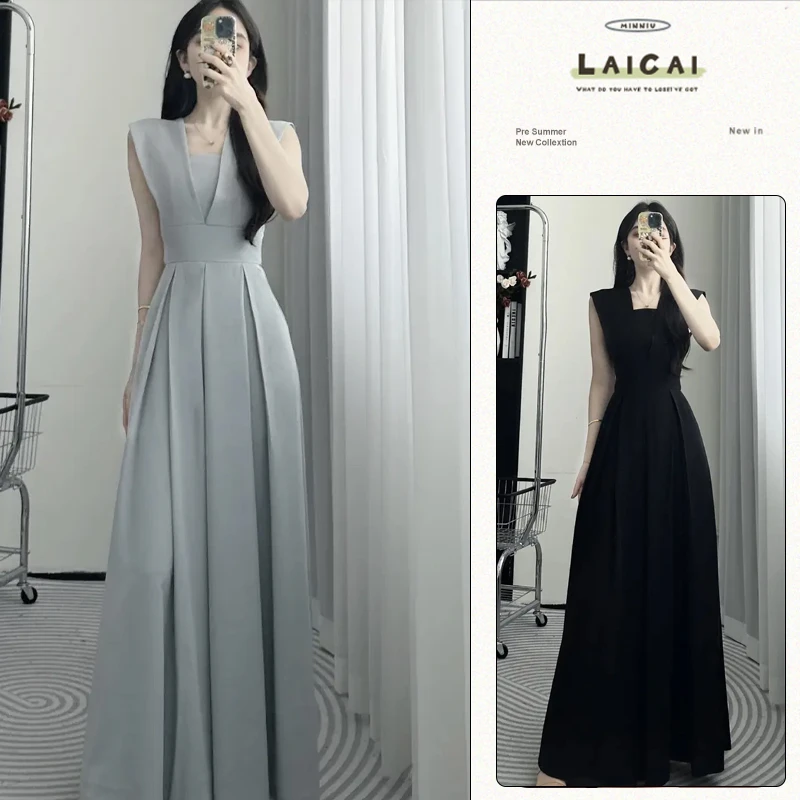 E220盐系御姐风休闲裤夏季新款小众设计感显瘦通勤气质连体阔