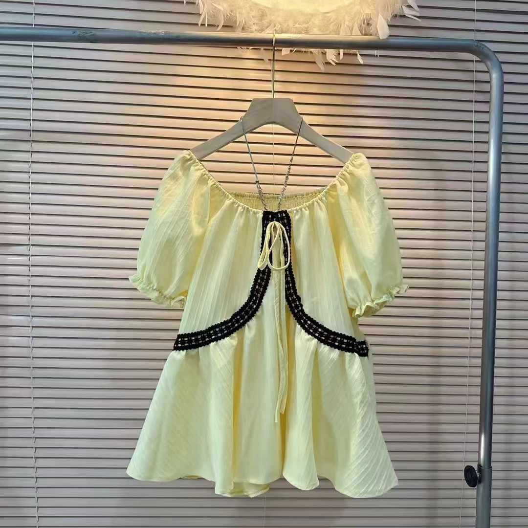 大码法式短袖衬衫2025新款夏季蕾丝宽松衬衣女胖MM遮肉显瘦上衣