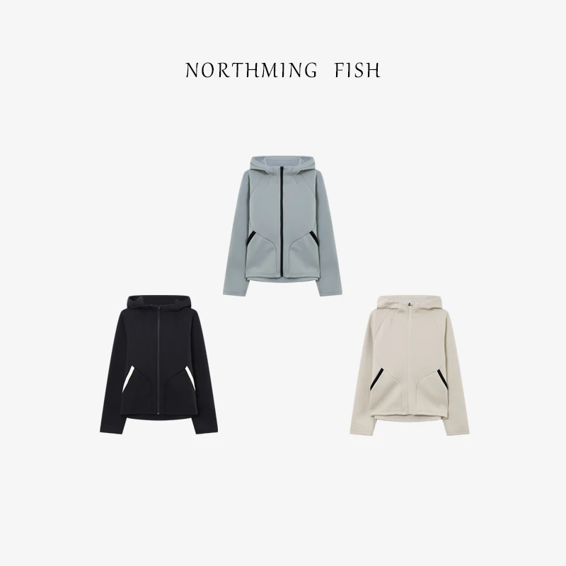 NORTHMING FISH「自由轨迹」时髦运动风 极简撞色休闲连帽外套