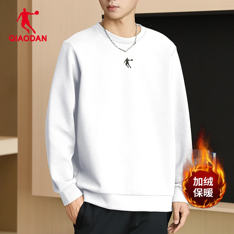 乔丹男子加绒圆领卫衣冬季新款针织休闲刺绣柔软上衣健身运动长袖