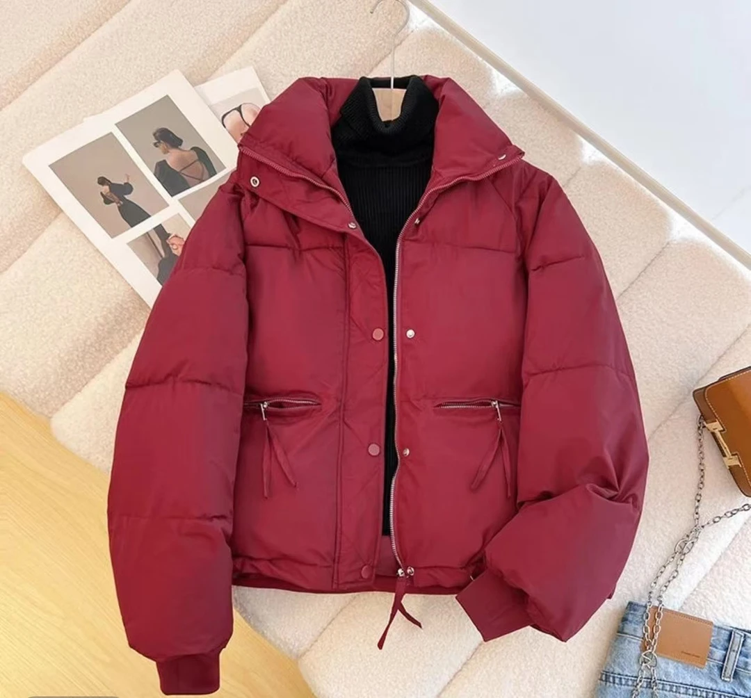 2024秋冬新款韩版立领面包服女短款小个子休闲轻薄棉服显瘦外套潮