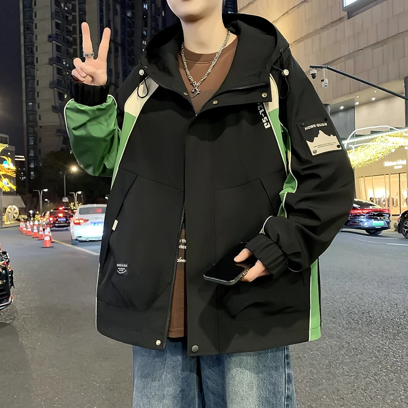 青少年学生休闲时尚连帽夹克外套男春秋新款舒适潮流时尚百搭外套
