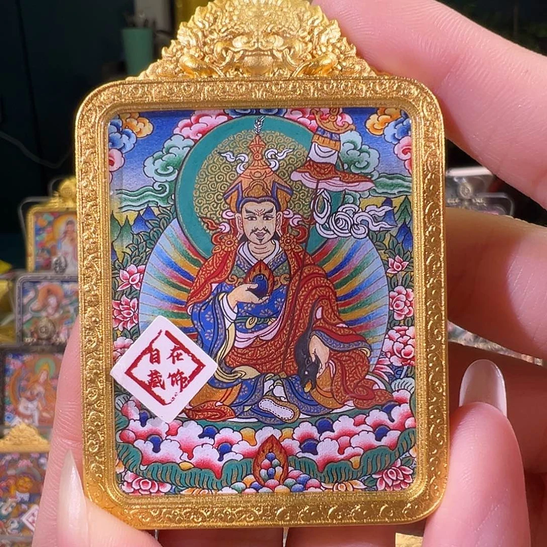 吊坠财宝莲师热贡纯手绘唐卡