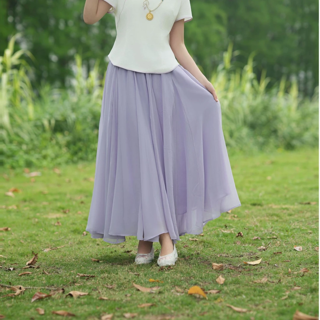 [余笙] 夏季新款纱裙大摆裙半身裙