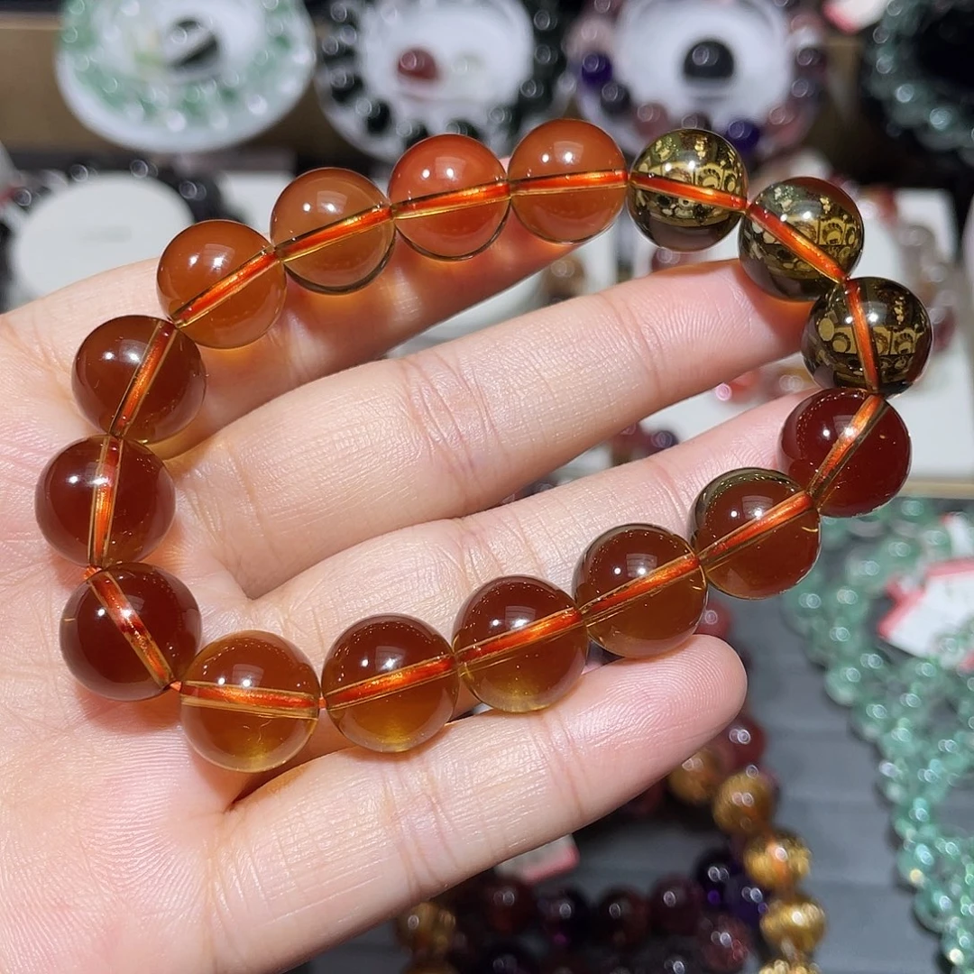 水晶未镶嵌手链黄水晶金红料手串