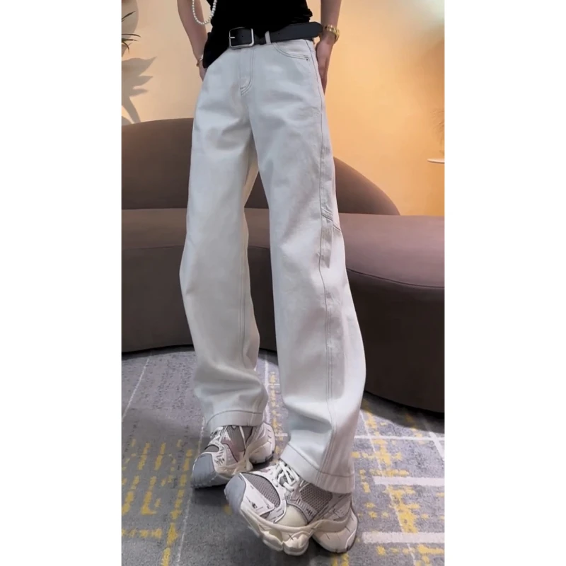 Aimeerosa/艾洛莎2025春新款时尚百搭牛仔裤高腰显瘦小众弯刀裤女