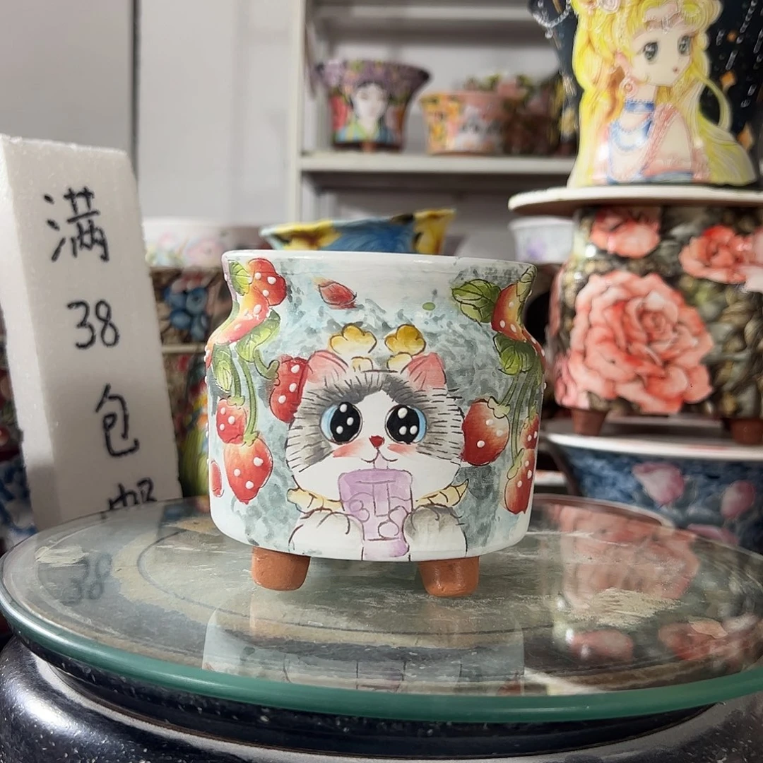 景德镇手绘花盆幸运花盆