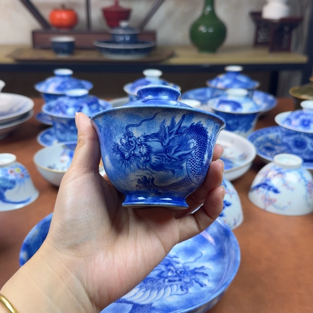 景德镇陶瓷手绘盖碗