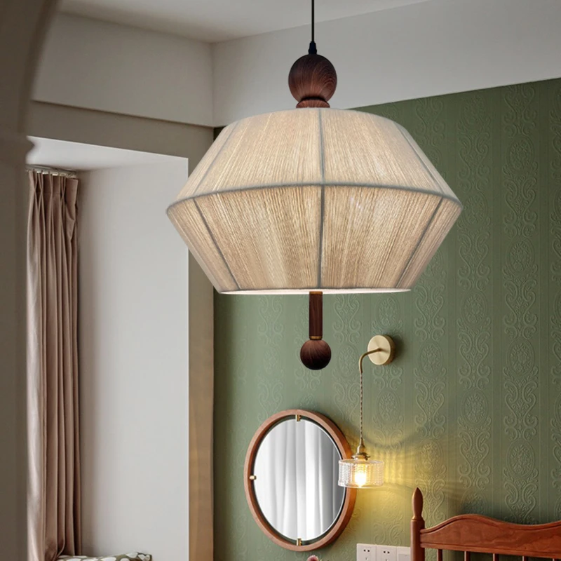 法式中古卧室吊灯衣帽间吧台客厅灯麻绳民宿温馨复古创意餐厅吊灯