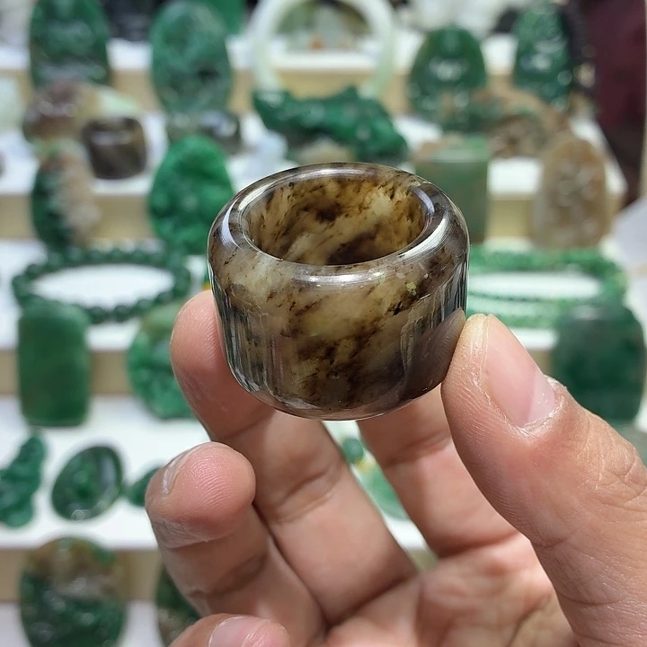 独山玉未镶嵌颈饰扳指内径22.9