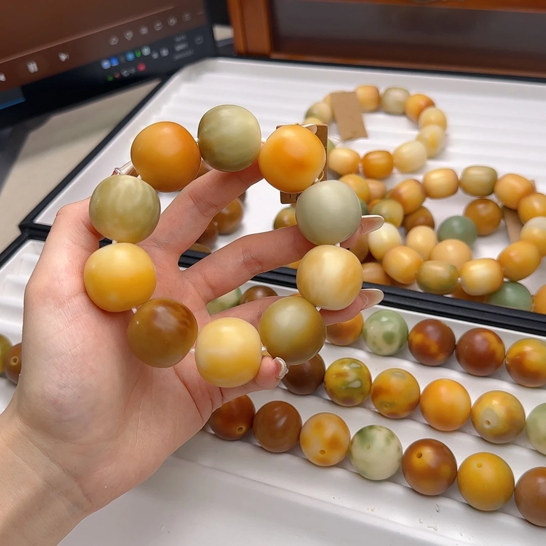 菩提根/象牙果手串清**茉卡24.5干磨苹果微瑕