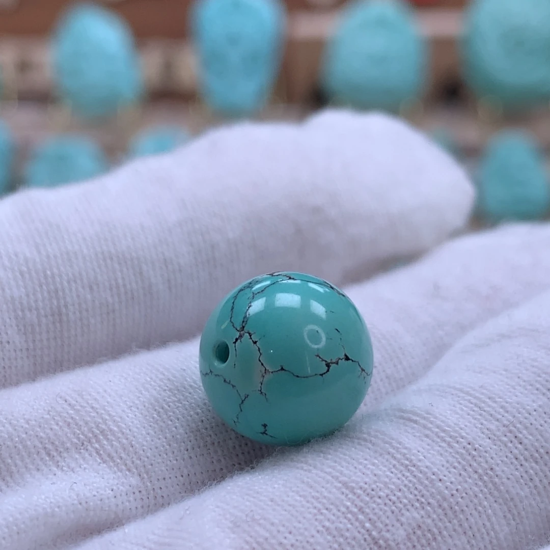 绿松石未镶嵌原矿绿松石圆珠